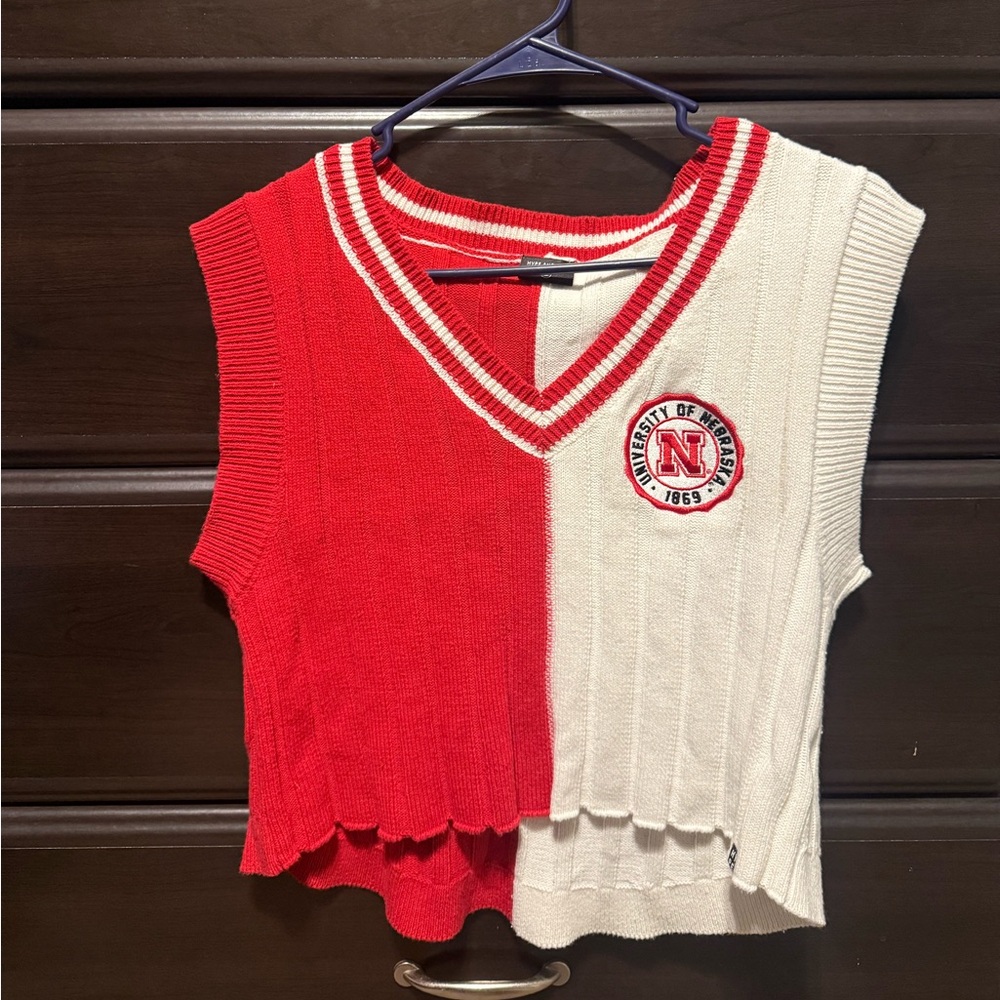 Red and White Husker Sleeveless Top